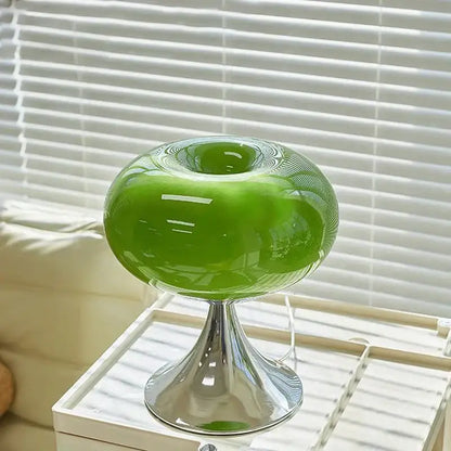 Bauhaus green glass table lamp for living room with chrome base