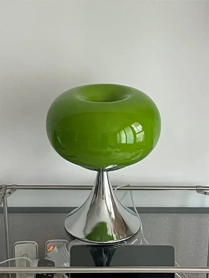 Bauhaus green glass table lamp for living room with chrome base