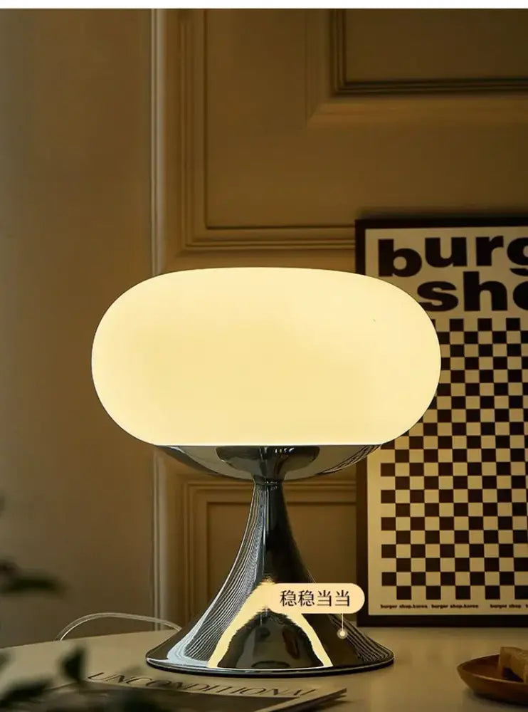 Bauhaus green glass table lamp for living room with chrome base