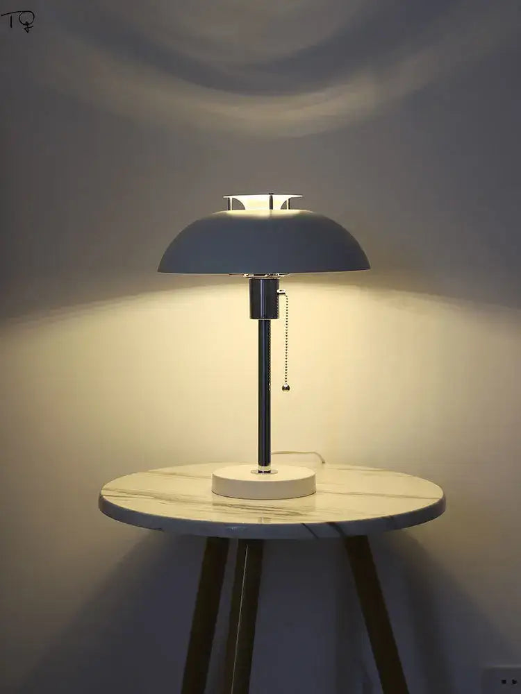 Bauhaus led table lamp in glossy red for bedroom or living room