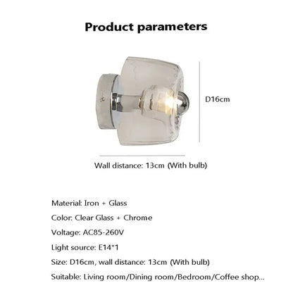 Bauhaus led wall sconces clear ridged glass aisle light