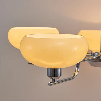 Bauhaus medieval chandelier chrome & frosted glass living room light