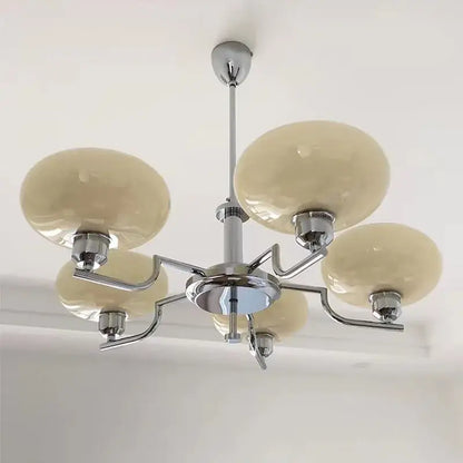 Bauhaus medieval chandelier chrome & frosted glass living room light
