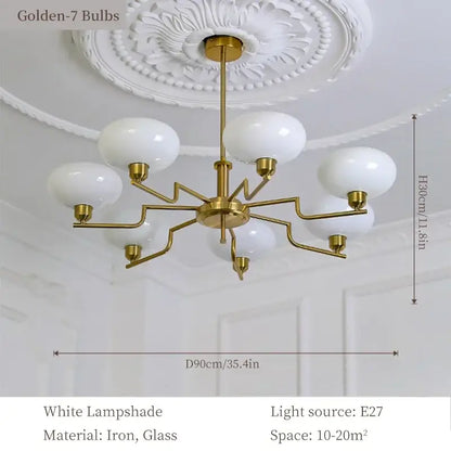 Bauhaus medieval chandelier chrome & frosted glass living room light