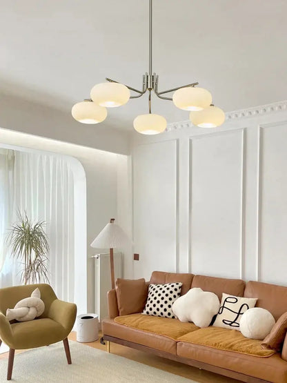 Bauhaus milk white glass persimmon chandelier dining room light