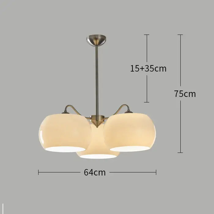 Bauhaus milk white glass persimmon chandelier dining room light