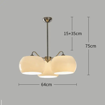 Bauhaus milk white glass persimmon chandelier dining room light