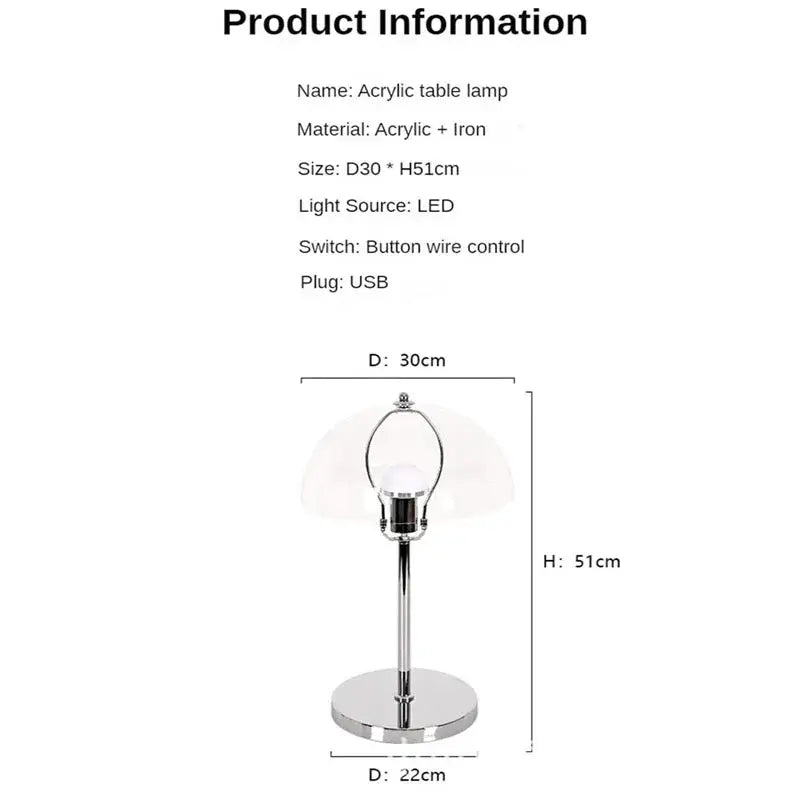 Bauhaus mushroom table lamp in chrome & blue for bedroom night light