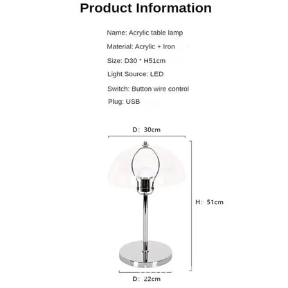 Bauhaus mushroom table lamp in chrome & blue for bedroom night light