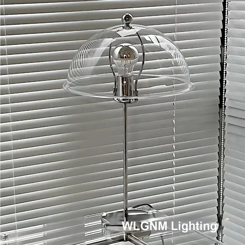 Bauhaus mushroom table lamp in chrome & blue for bedroom night light
