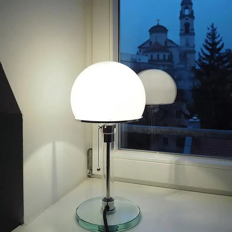 Bauhaus mushroom table lamp milk white glass bedroom lighting