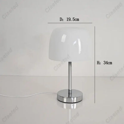 Bauhaus orange glass retro table lamp for bedroom chrome base