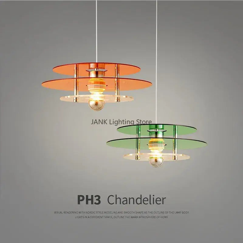 Bauhaus ph ufo orange & green pendant acrylic chandelier dining room