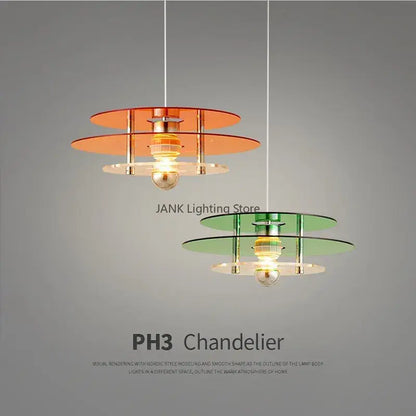 Bauhaus ph ufo orange & green pendant acrylic chandelier dining room