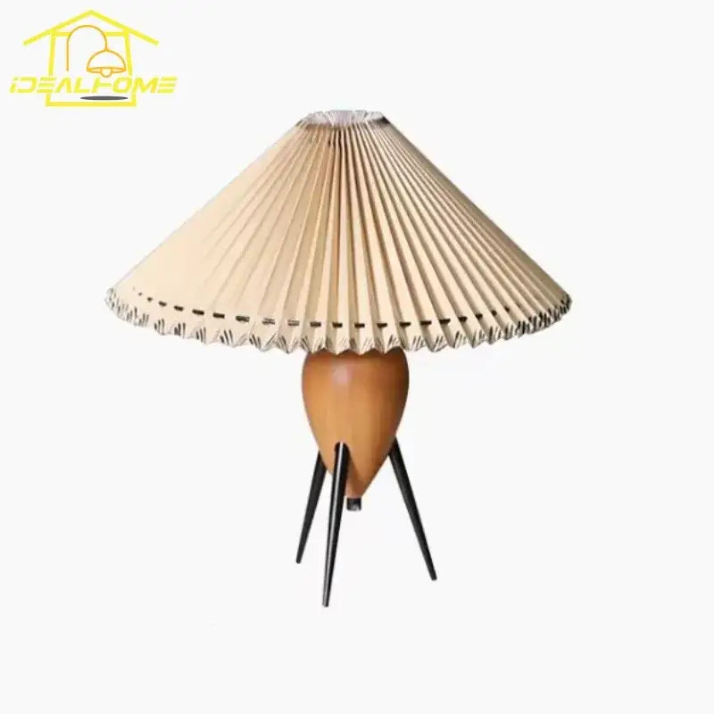 Bauhaus pleated wood table lamp bedroom tripod desk light
