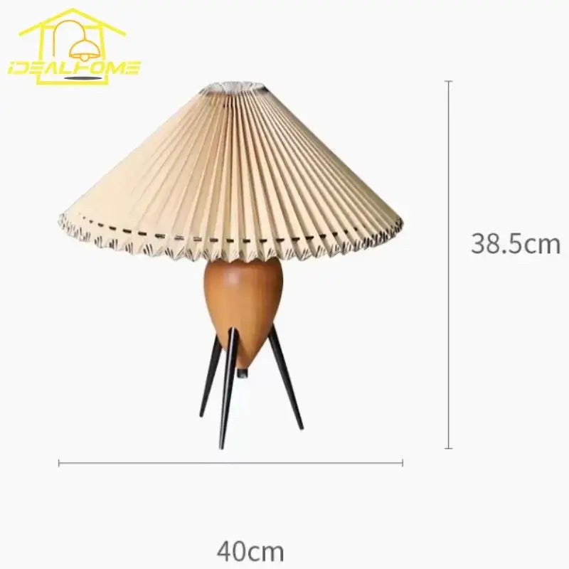 Bauhaus pleated wood table lamp bedroom tripod desk light
