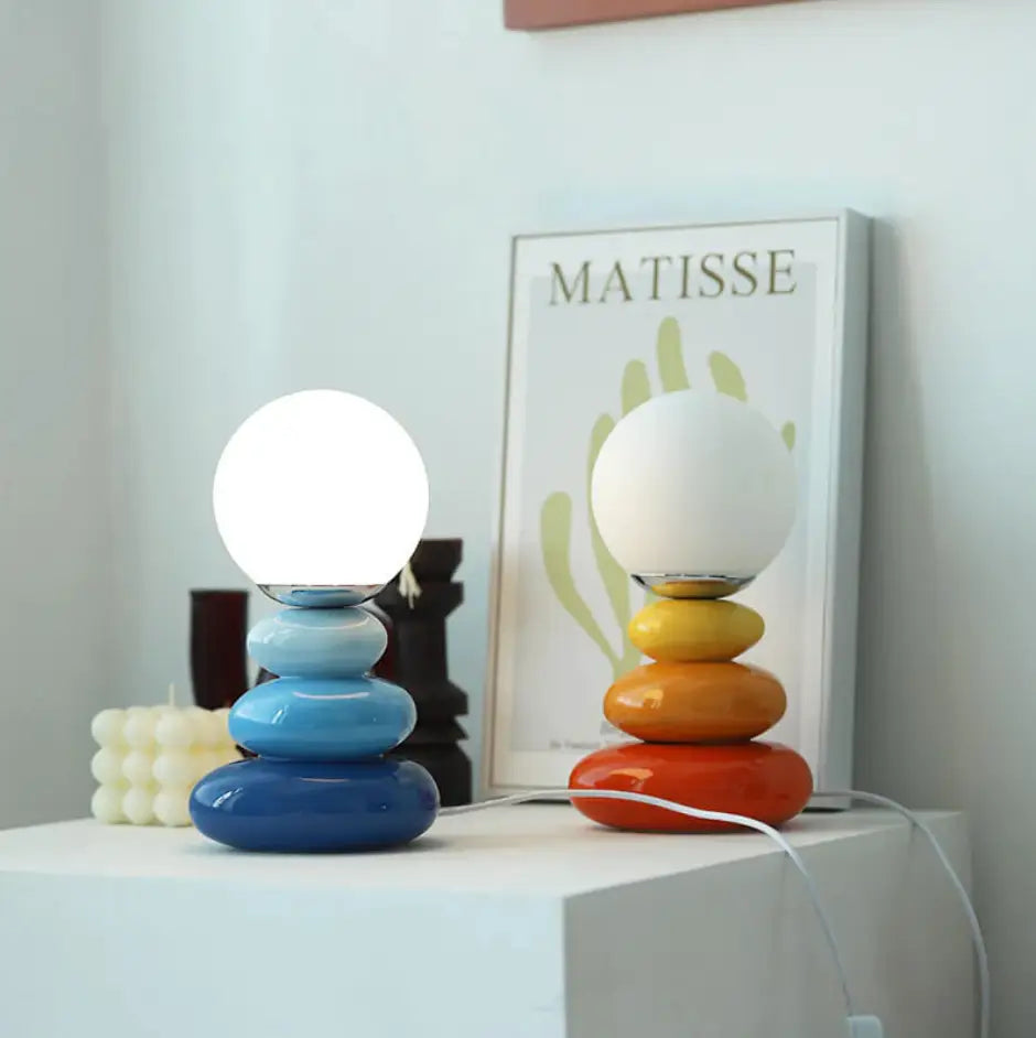 Bauhaus stacked glass table lamp bedroom colorful glossy decor