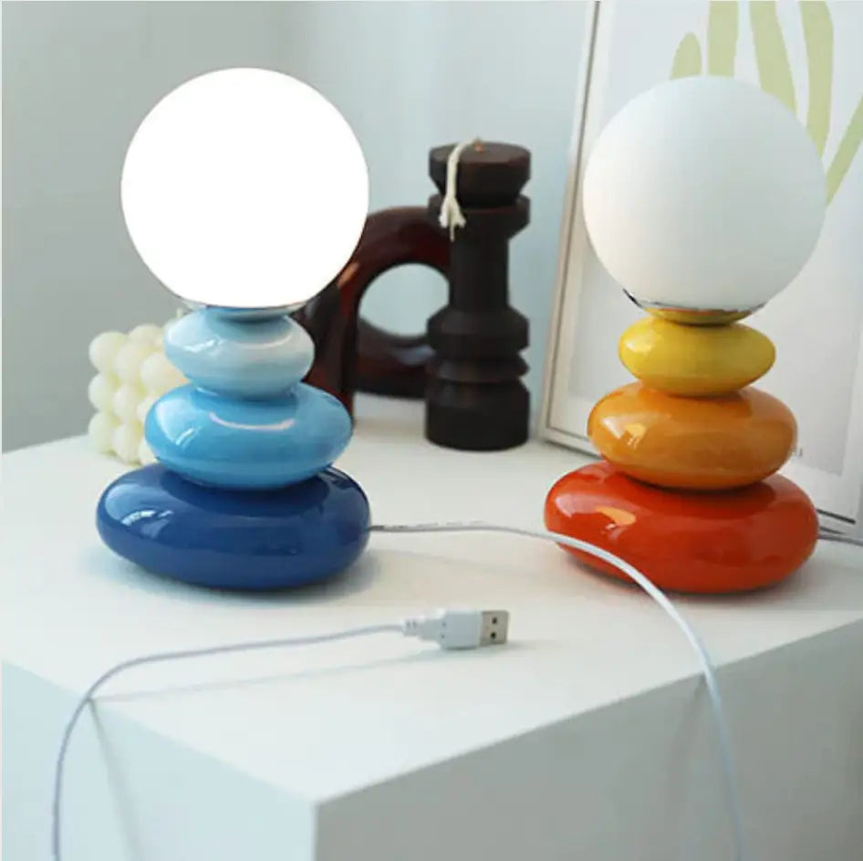 Bauhaus stacked glass table lamp bedroom colorful glossy decor