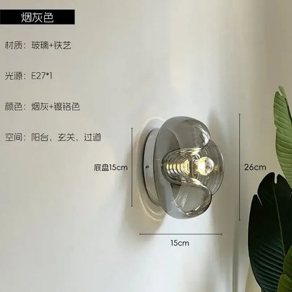 Bauhaus wavy glass wall lamp for bedroom clear and metallic light