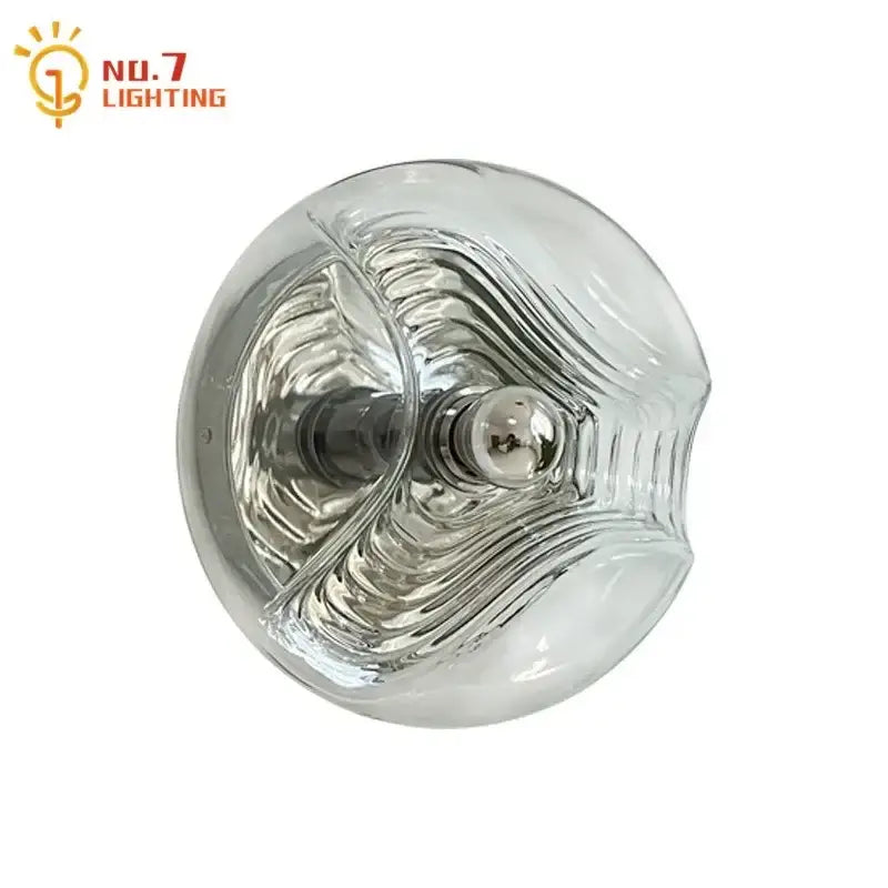 Bauhaus wavy glass wall lamp for bedroom clear and metallic light