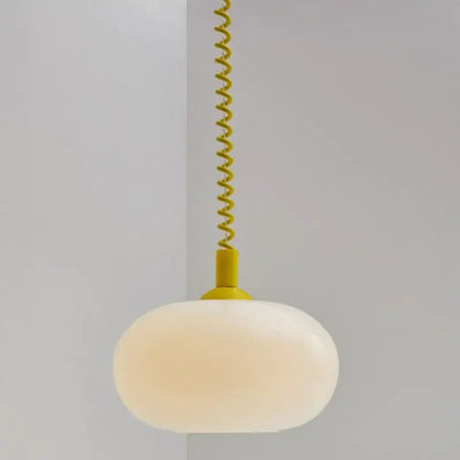 Bauhaus white & yellow glass pendant light for dining room