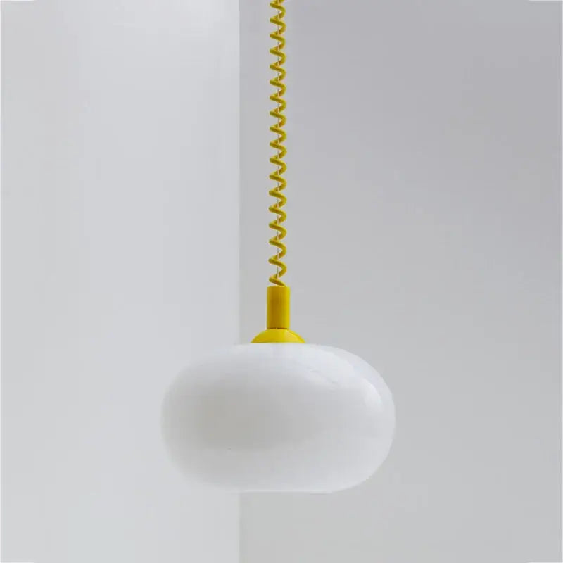 Bauhaus white & yellow glass pendant light for dining room