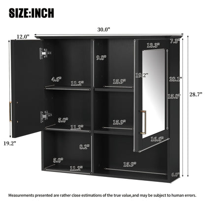 2 In 1 Wall-Mounted Mirror Cabinet With Adjustable Shelves, Soft-Close Doors, High-Definition Mirror & Storage