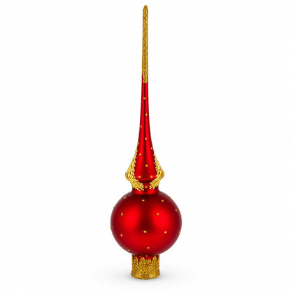 Holy Family on Red Glass Christmas Tree Topper 11 Inches
