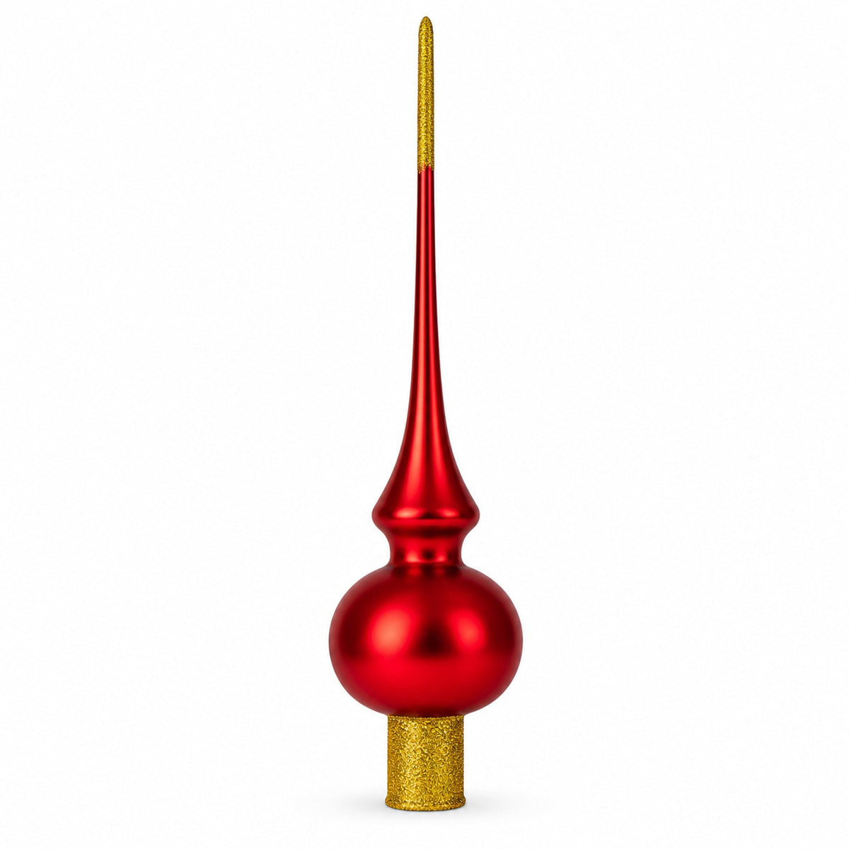 Holy Family Nativity Scene on Red Glass Christmas Tree Topper 11 Inches