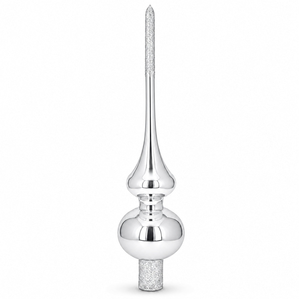 Glossy White with Sparkling Top Glass Christmas Tree Topper 11 Inches