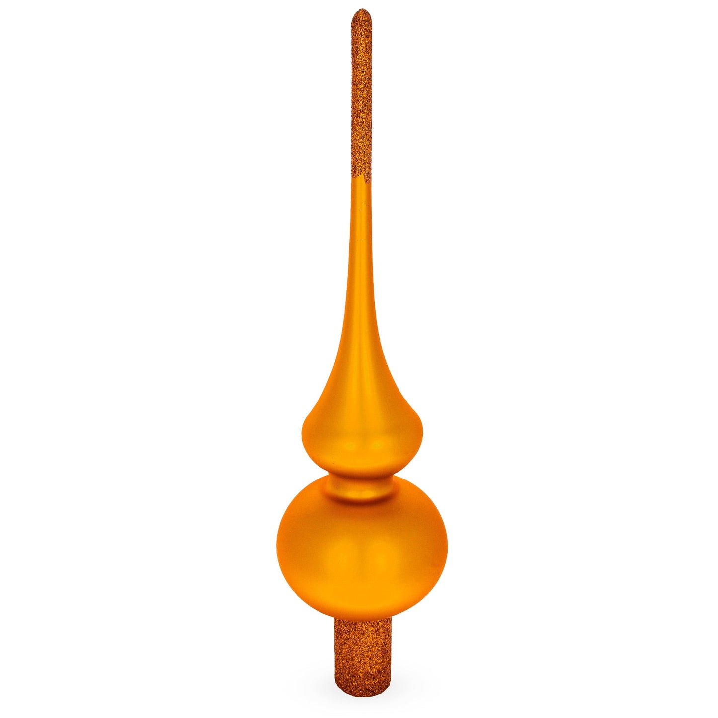 Matte Orange with Sparkling Top Glass Christmas Tree Topper 11 Inches