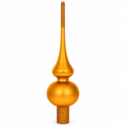 Matte Orange with Sparkling Top Glass Christmas Tree Topper 11 Inches
