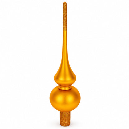 Matte Orange with Sparkling Top Glass Christmas Tree Topper 11 Inches