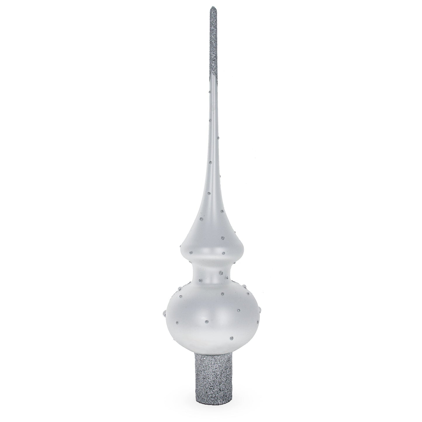 Pink Roses and Pearls on Silver Glass Christmas Tree Topper 11 Inches