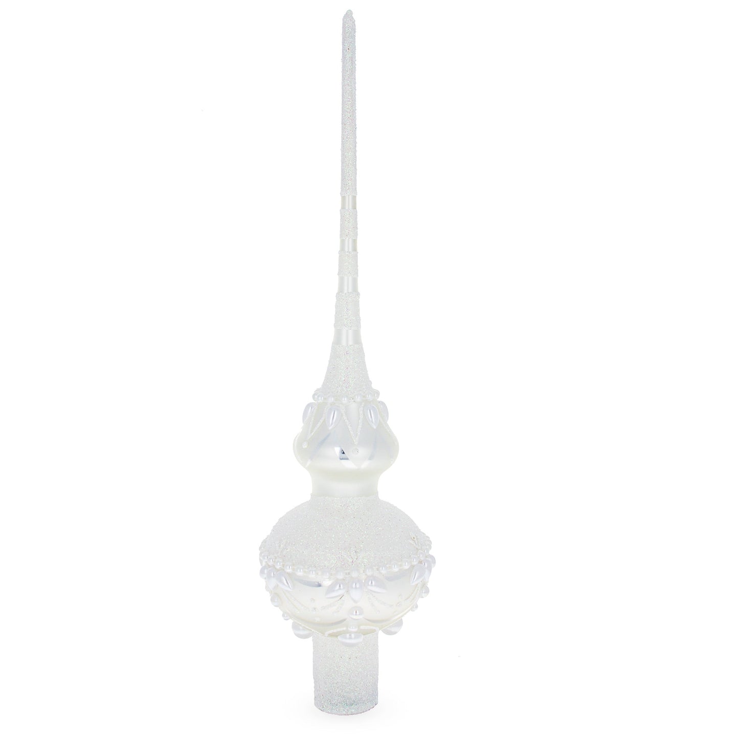 Pearl Drops on White Chandelier Clear Glass Christmas Tree Topper 11 Inches