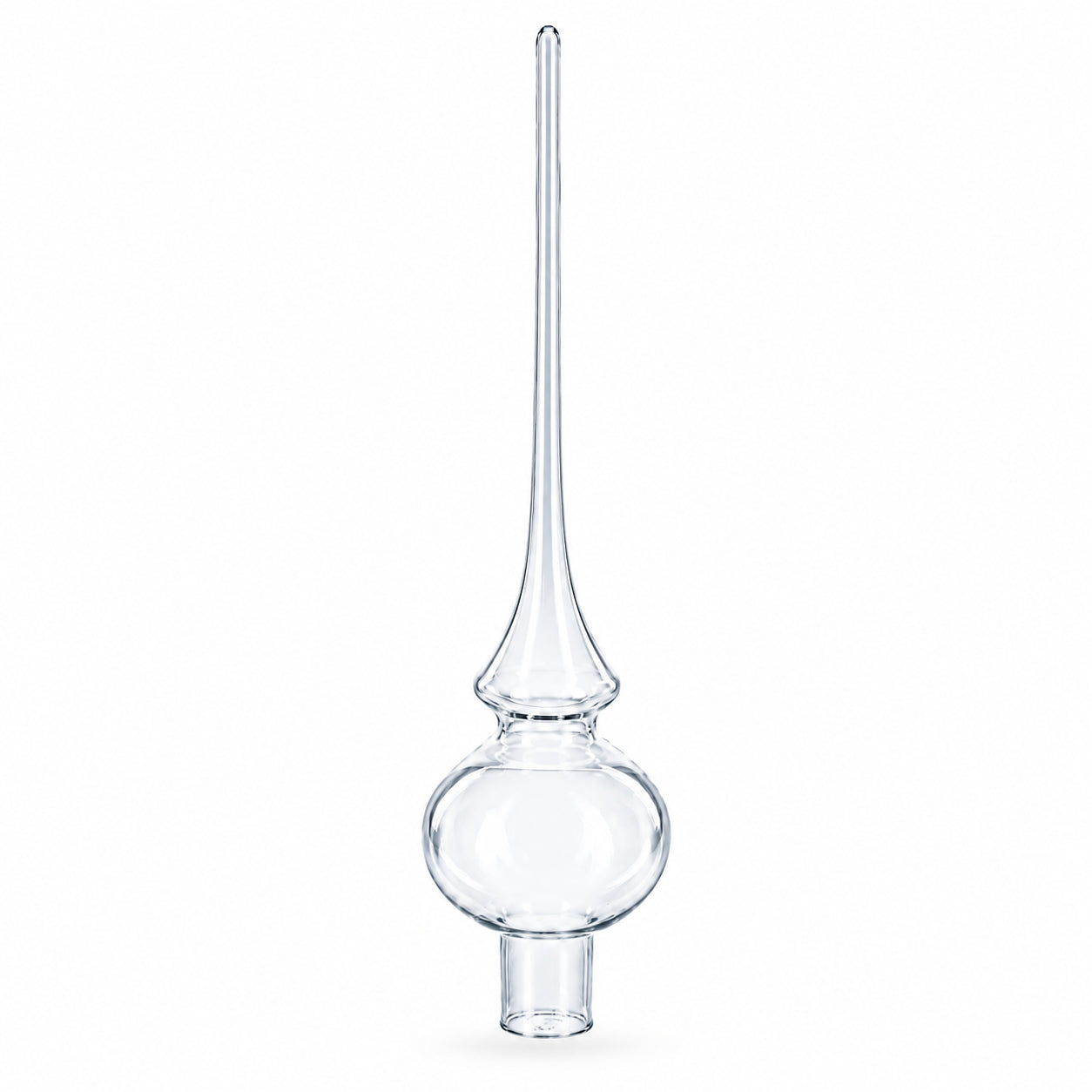Clear Mouth-Blown Finial Glass Christmas Tree Topper 11 Inches