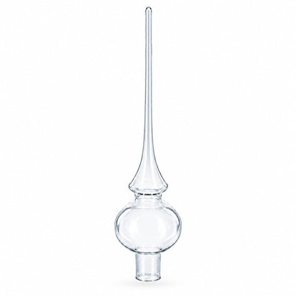 Clear Mouth-Blown Finial Glass Christmas Tree Topper 11 Inches
