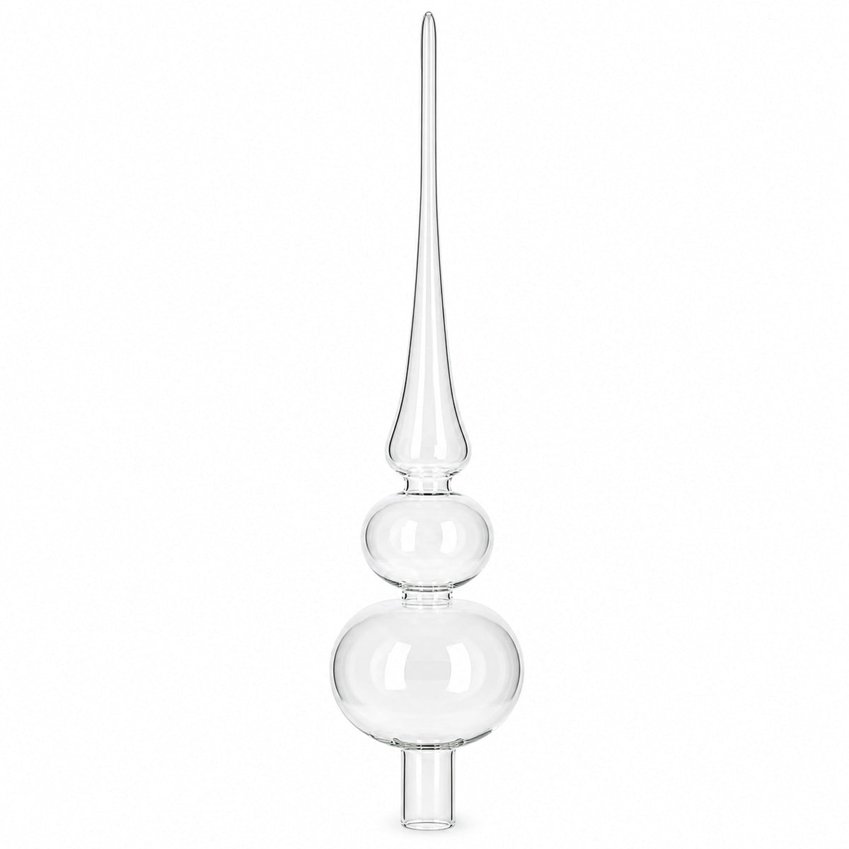 Double Ball Clear Glass Christmas Tree Topper 12.5 Inches