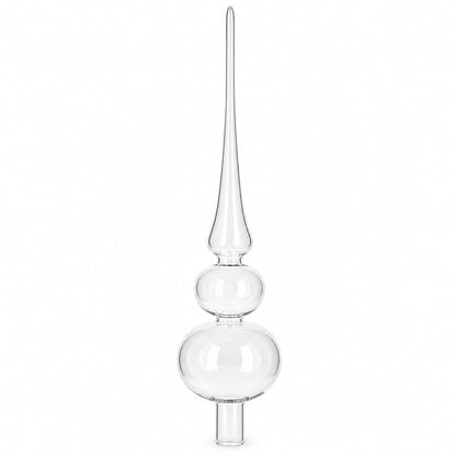 Double Ball Clear Glass Christmas Tree Topper 12.5 Inches