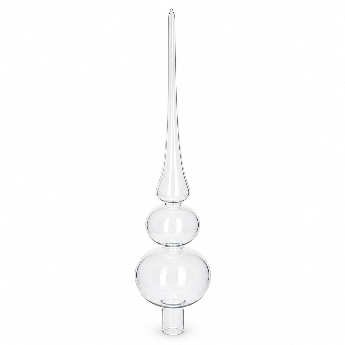 Double Ball Clear Glass Christmas Tree Topper 12.5 Inches