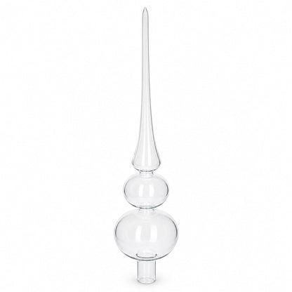 Double Ball Clear Glass Christmas Tree Topper 12.5 Inches