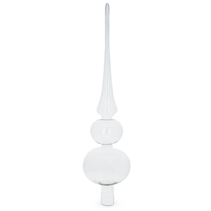 Double Ball Clear Glass Christmas Tree Topper 12.5 Inches