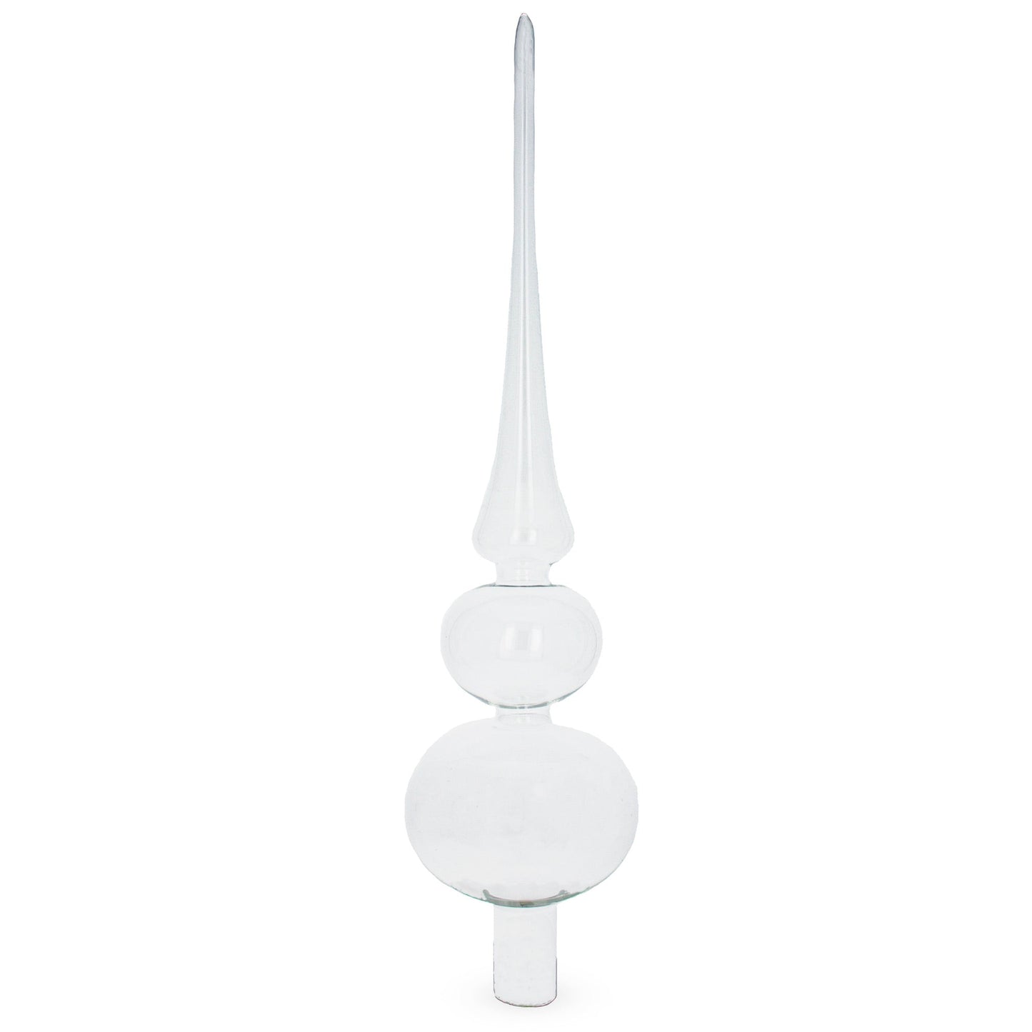 Double Ball Clear Glass Christmas Tree Topper 12.5 Inches