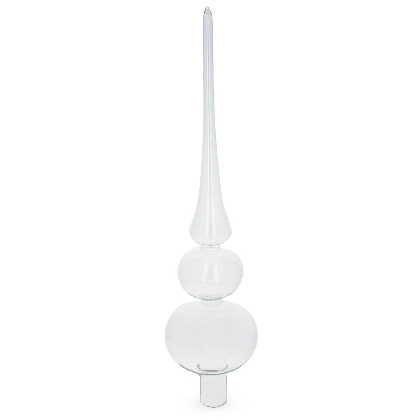 Double Ball Clear Glass Christmas Tree Topper 12.5 Inches