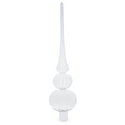 Double Ball Clear Glass Christmas Tree Topper 12.5 Inches