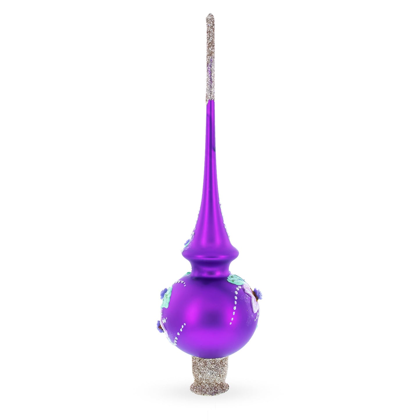 Dimensional Roses on PurpleGlass Christmas Tree Topper 11 Inches