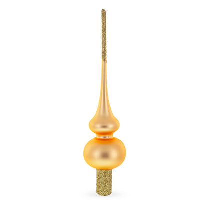 Solid Orange with Sparkling Top Glass Christmas Tree Topper 11 Inches
