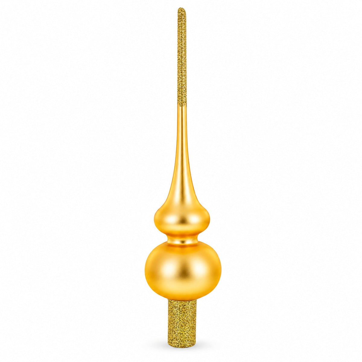 Solid Orange with Sparkling Top Glass Christmas Tree Topper 11 Inches