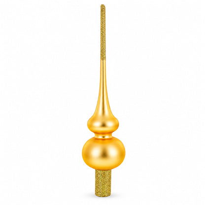 Solid Orange with Sparkling Top Glass Christmas Tree Topper 11 Inches