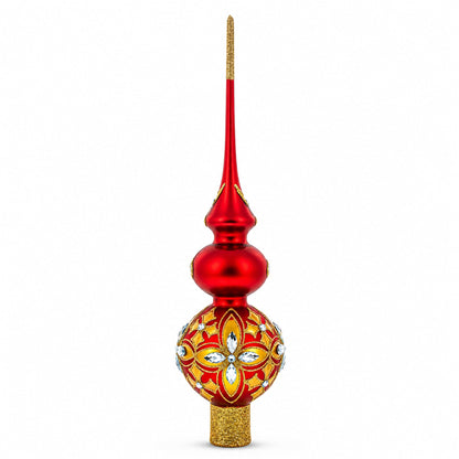 Diamond Stars Double Ball Glass Christmas Tree Topper 16 Inches